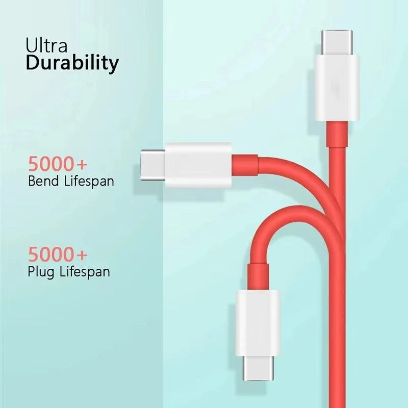 PD 65W For Oneplus USB Type C to Type C Super Fast Charging Data Cable For 13 12 11 10 Pro 9 10T 9R 8T 8 7 5A Quick Charger Wire