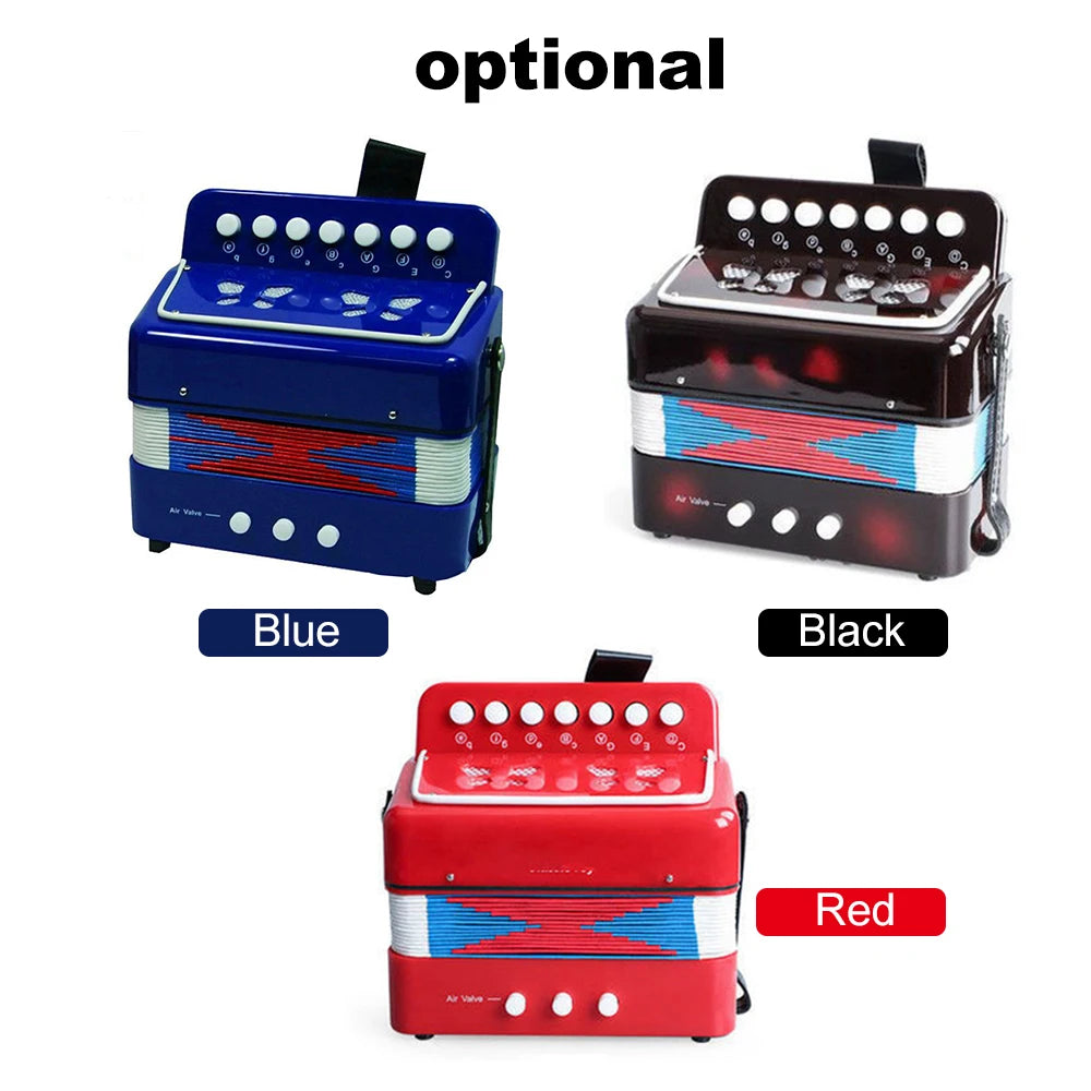 KKMOON Kids Accordion Mini Toy Musical Instruments 7 Keys Button Pink Rose Red White For Child Children Toddlers Beginners