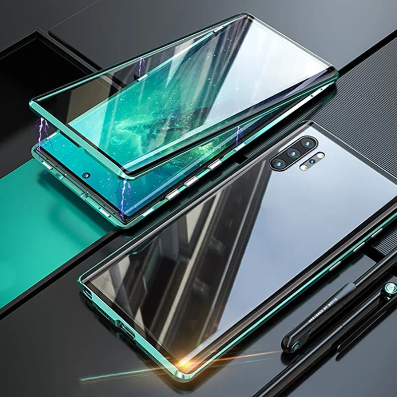 New 360 Protect Magnetic Case For Samsung Galaxy S24 S25 Ultra S23 S22 S21 S20 S23 FE S9 S10 Note 8 9 20 A72 Sided Glass Back