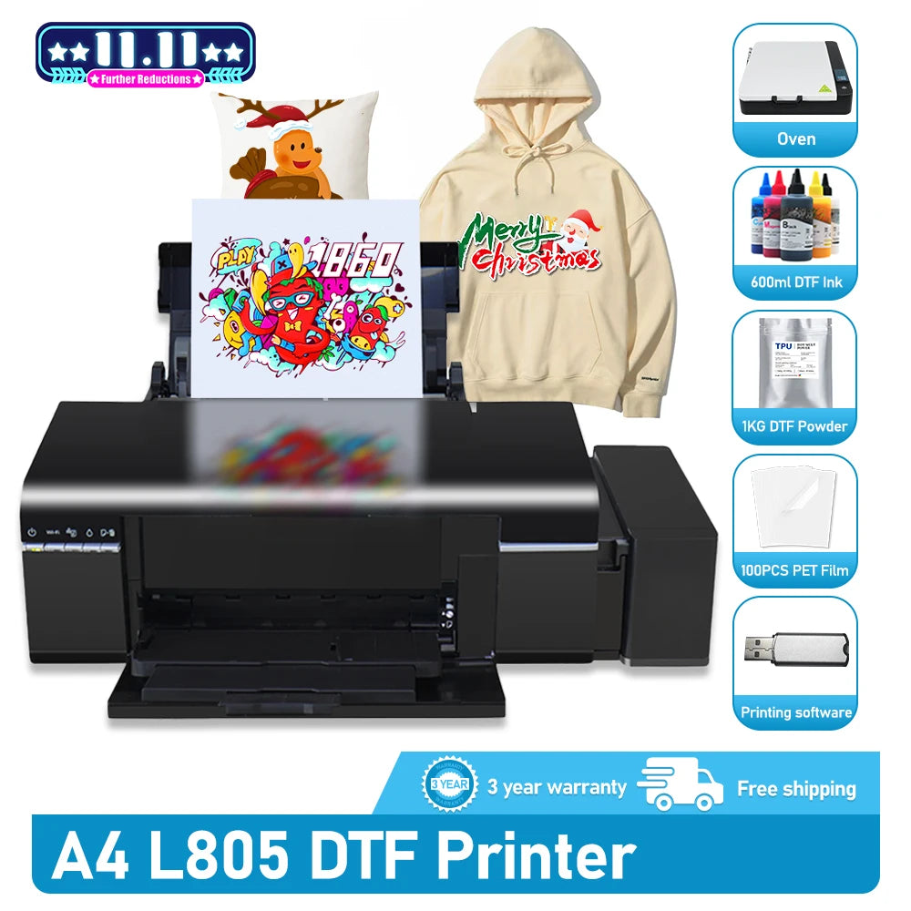 A4 L805 DTF Printer T-shirt Printing Machine DTF Impresora Direct to F - Main Image