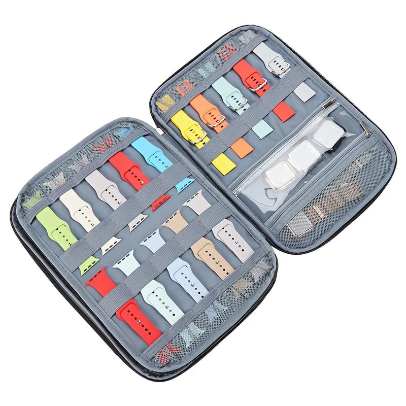 Watch Band Organizer - Watch Straps Holder Carrying Case Storage Bag Travel Pouch for Women Men Most Sizes of Watch Bands