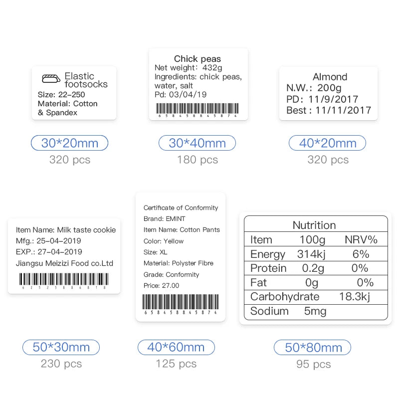 Niimbot B1/B21/B203 Mini Printer Thermal Wire White/ Cable/Color/Round Sticker Self Adhesive Waterproof Sticker