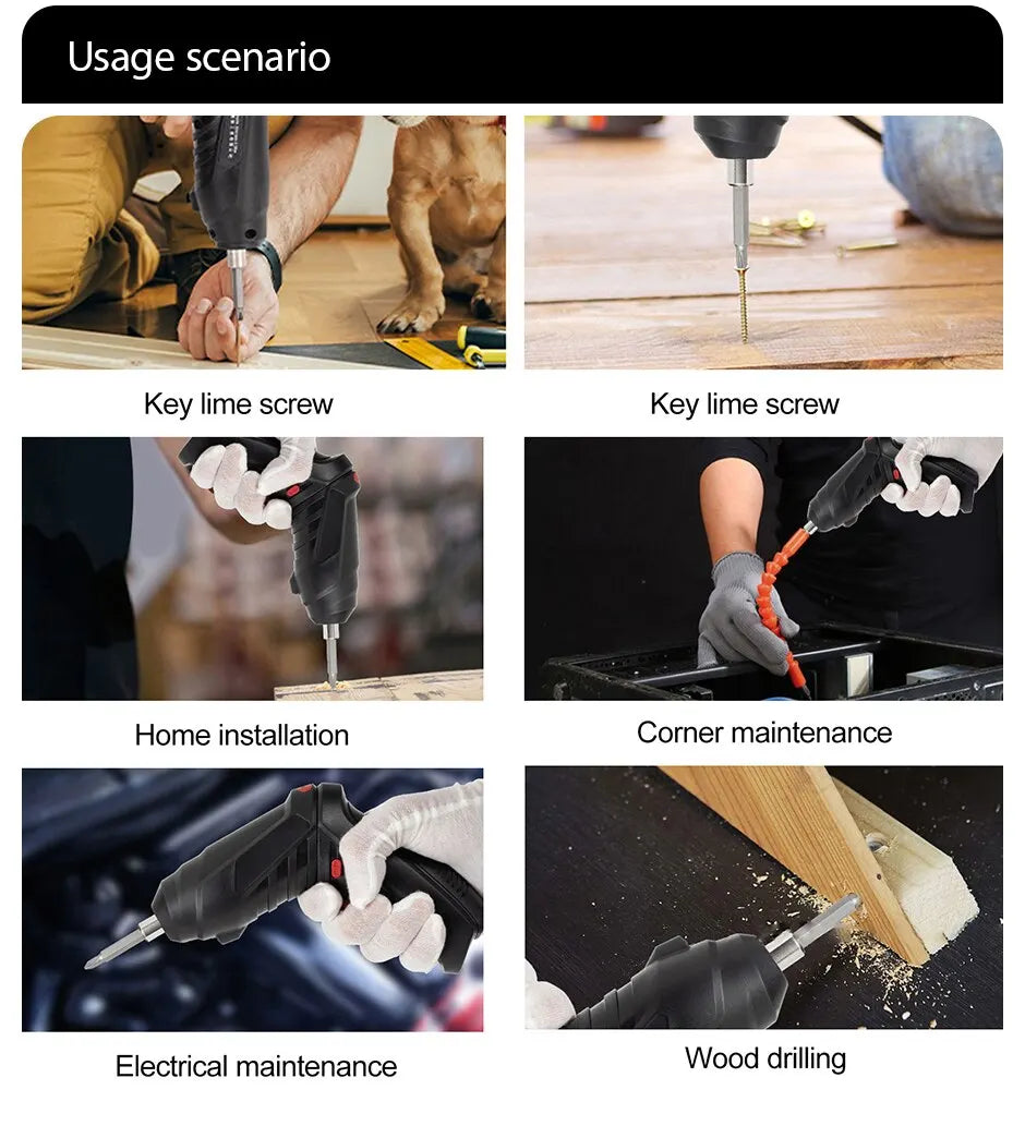 Portable Electric Screwdriver Cordless 47 in 1 Rotated 90 Degrees Rechargeable Screwdriver with LED for Home Office DIY Tools