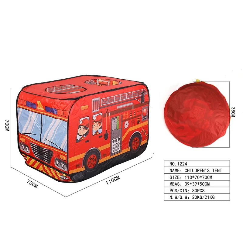 PANGDUBE Folding Baby Playpen Without Balls Pool Fire Truck Tent Policy Car Toy Tent Kid Playhouse Children's Play Tent