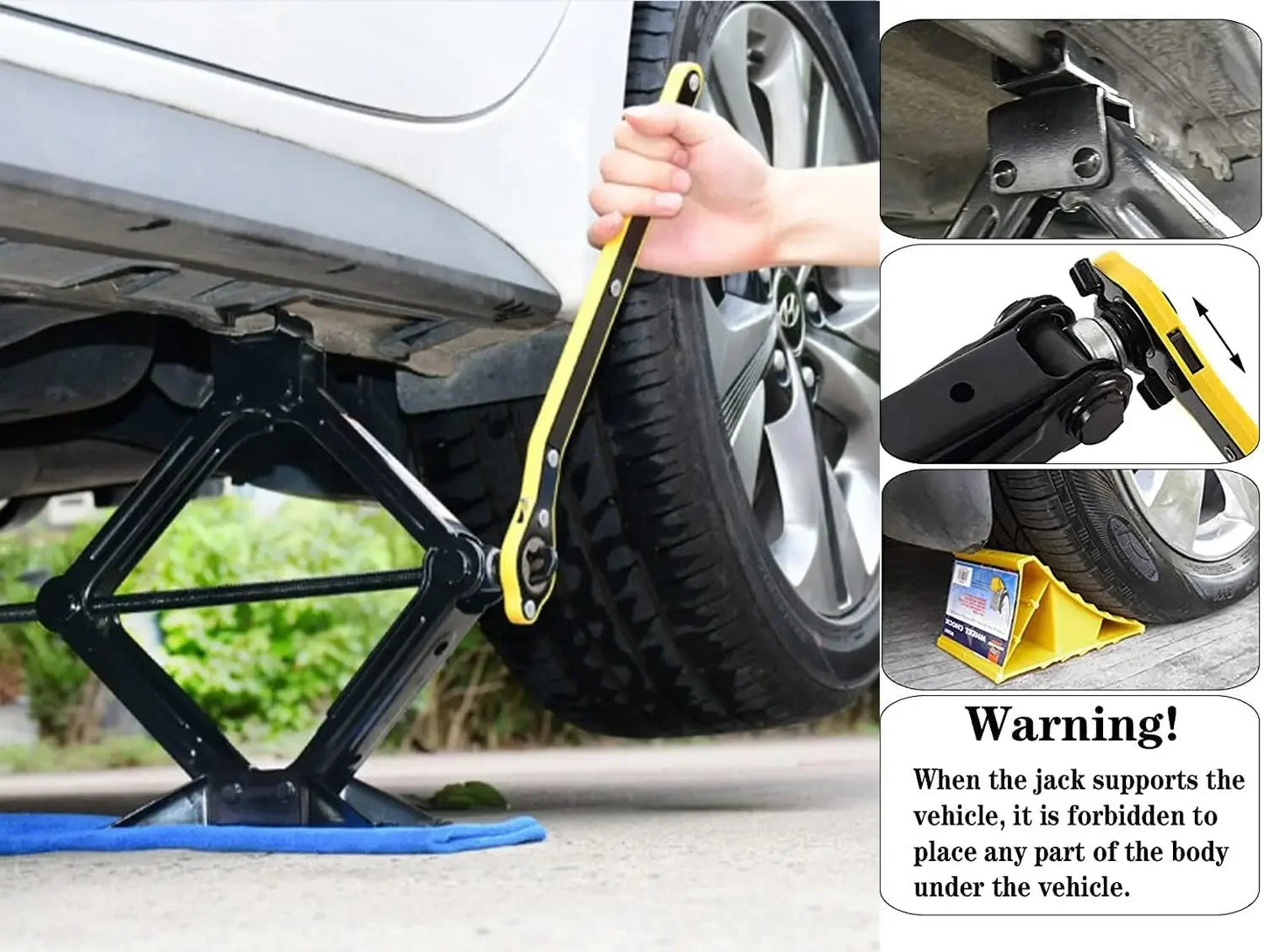 Car Jack 0.8T/1T/2T Portable Labor-saving Hand-cranked Car Scissor Jack Car Repair and Tire Replacement Special Tool for Car SUV