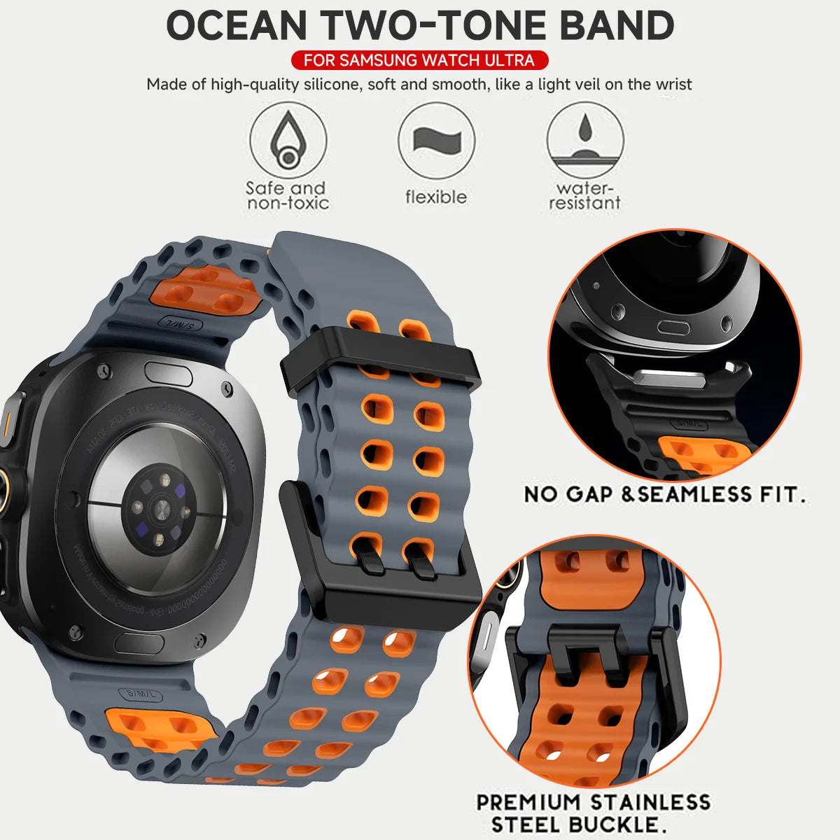 Ocean Strap for Samsung Galaxy Watch Ultra 2025 Sports Silicone Band for Galaxy Watch 8-7 Ultra 47mm Official Original Wristband