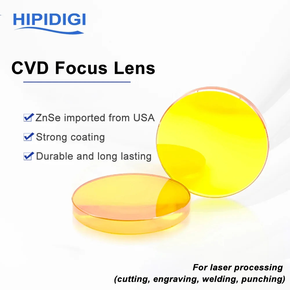 HIPIDIGI CO2 Focus Lens USA ZnSe CVD/PVD/PRO Dia.18 19.05 20mm FL38.1 50.8 63.5 for Laser Engraving Cutting Machine Consumables