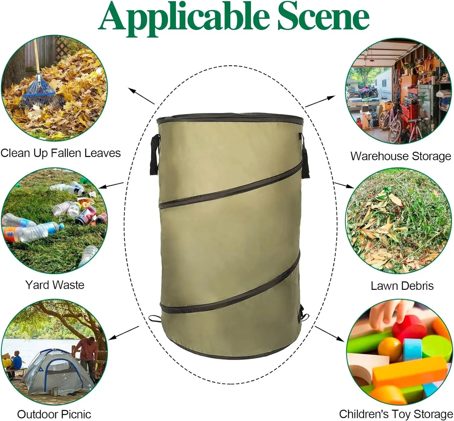 1 pack, Kangaroo Collapsible Garden Bag - Large Lawn and Leaf Container for Easy Lawn Care and Gardening - Durable and Convenien