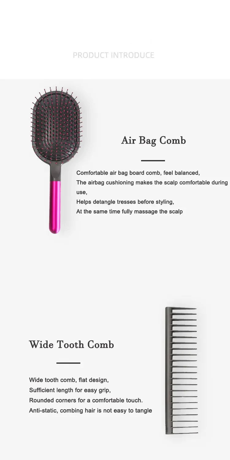 New For Airbag Comb+Wide Tooth Comb+Cylinder Comb Massage Airbag Hairbrush Hairdressing Curly Styling Set Kit