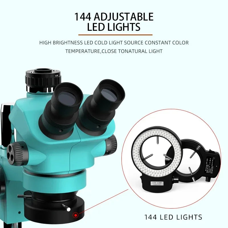 RF4 7-50X Trinocular Continuous Zoom Stereo Microscope WF10X/22mm Eyepiece Suitable for Mobile Phone PCB Welding Microscope Tool