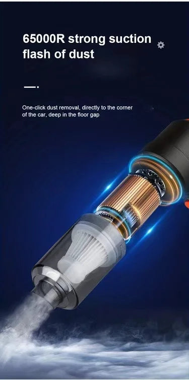 Car vacuum cleaner with suction and blowing function, portable, wireless charging, high-power, handheld vacuum cleaner for home
