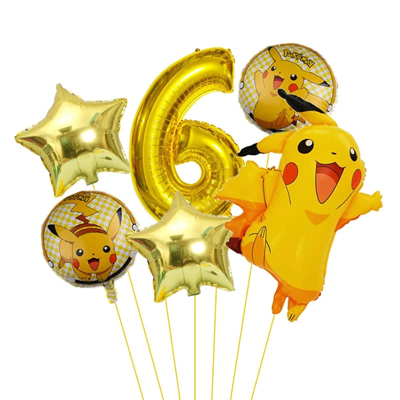 Pokemon themed balloon 32 inch digital balloon set for children's birthday new Pikachu aluminum foil ball party decoration toy