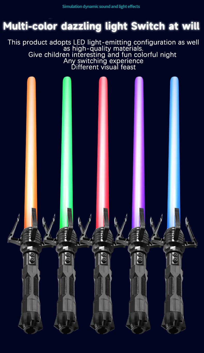 2PCS 2-in-1 Laser Sword Red and Blue Double Saber Transformation Children's Gift Cosplay Weapon Boy Toy