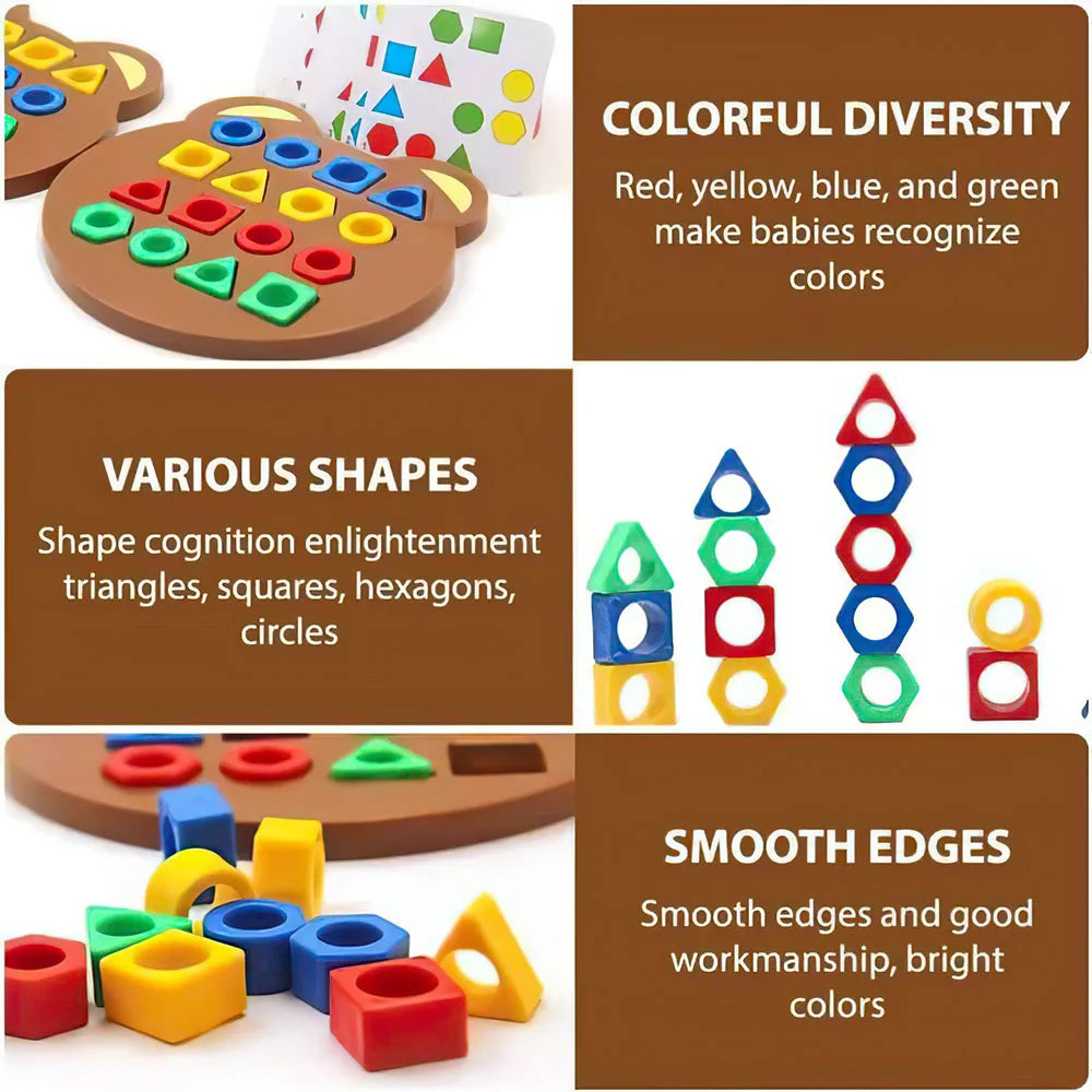 Bear Geometry Matching Puzzle Montessori Educational Building Blocks Parent-child Interactive Battle Board Game Toys