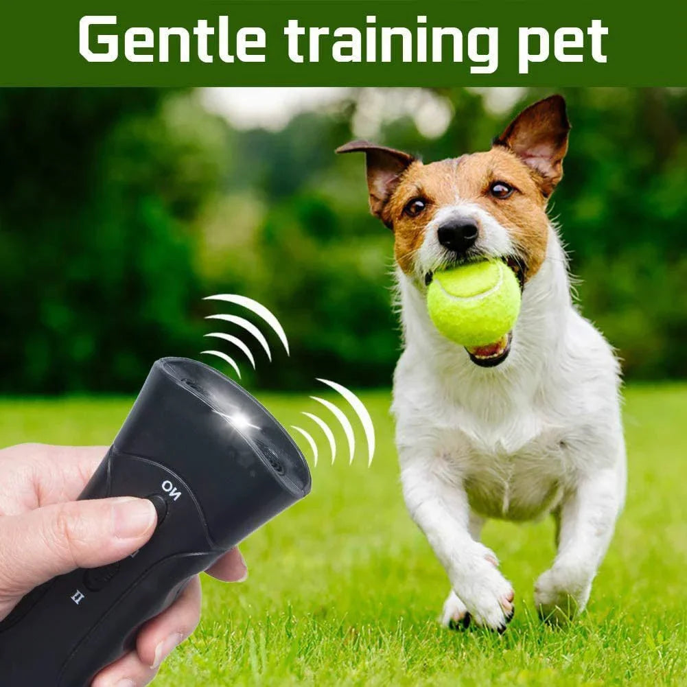 2 in 1 Ultrasonic Dog Repeller USB Rechargeable Dog Drive Device Portable Dog Trainer Anti Barking Device with LED Indicator