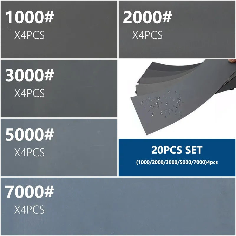 XCAN Sandpaper Set Water Dry Sanding Paper 9x3.6 inch Abrasive Sander Paper for For Wood Metal Automotive Polishing