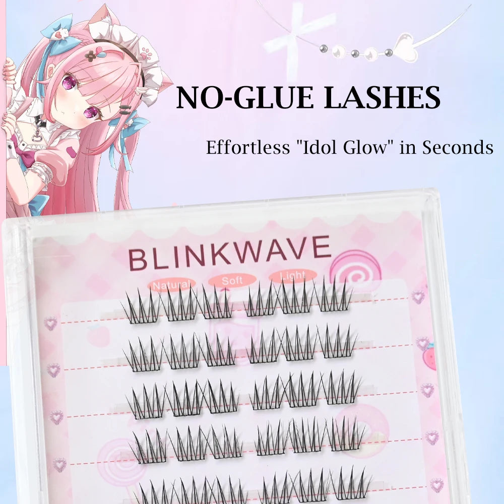No Glue Needed Idol False Eyelashes Large Capacity 7-9mm Self Adhesive Eyelashes DIY Lash Extension Korean Makeup Cluster Lashes
