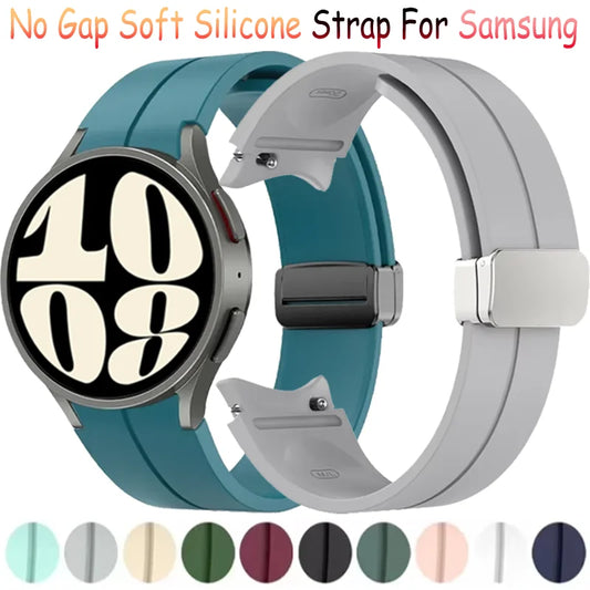 No Gap Soft Silicone Strap For Samsung Galaxy Watch 7 6 5 4 40mm 44mm Breathable Magnetic Wristband Watch 6 4 Classic/5 Pro 45mm