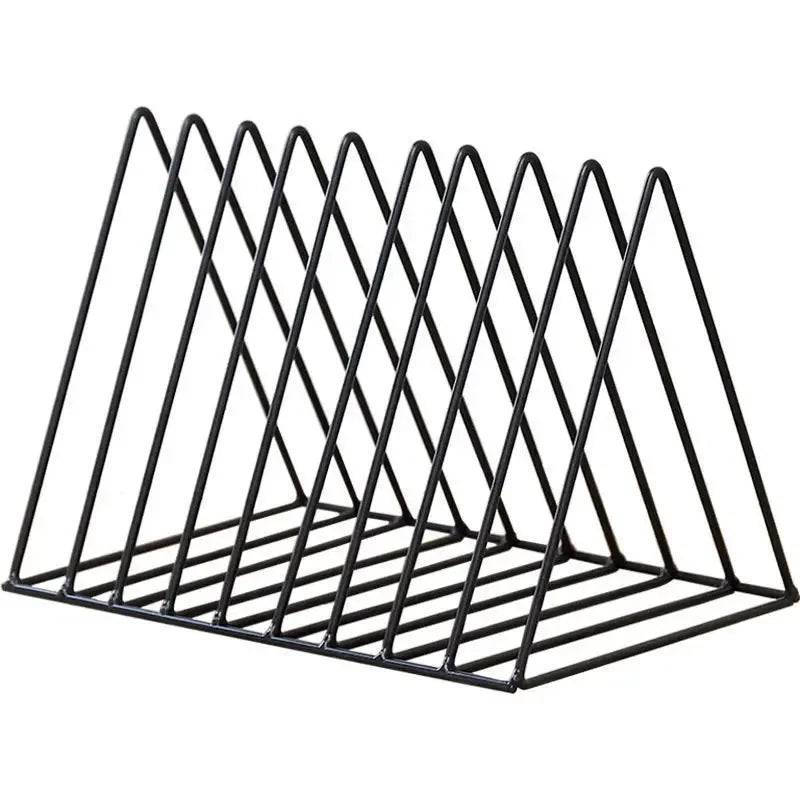 Book Storage Rack Desktop Iron Bookshelf Vinyl Records Holder Student Stationeres Organizer Newspapers Magazines Stand retail