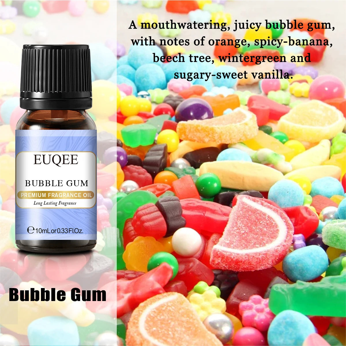 EUQEE 10ML Coconut Vanilla Bubble Gum Fragrance Oil For Making Candle, DIY Soap Coffee Cake Cedarwood Premium Aroma Oils