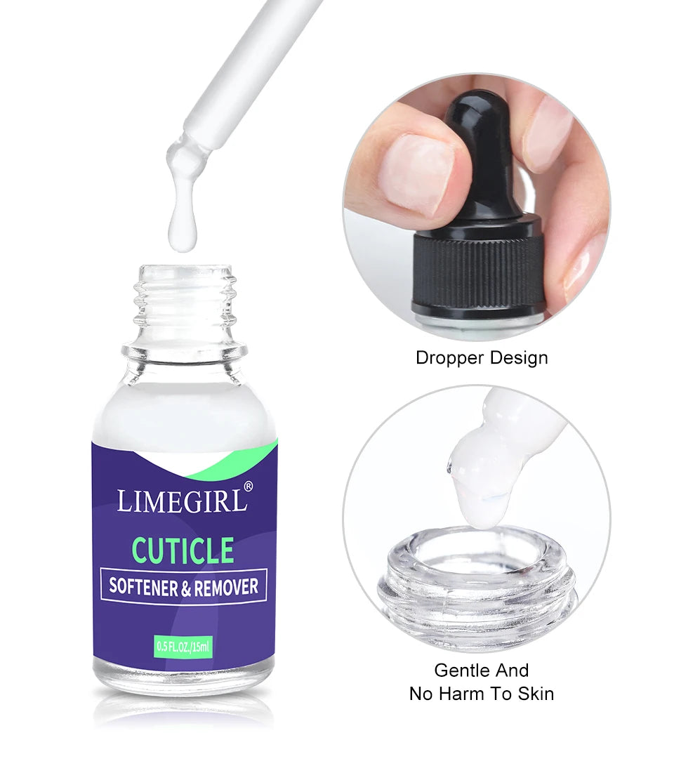LIMEGIRL 15ml Nail Care Cuticle Regenerating Oil Preventative Nail Polish Softener for Dead Skin Gel Manicure Care Tool