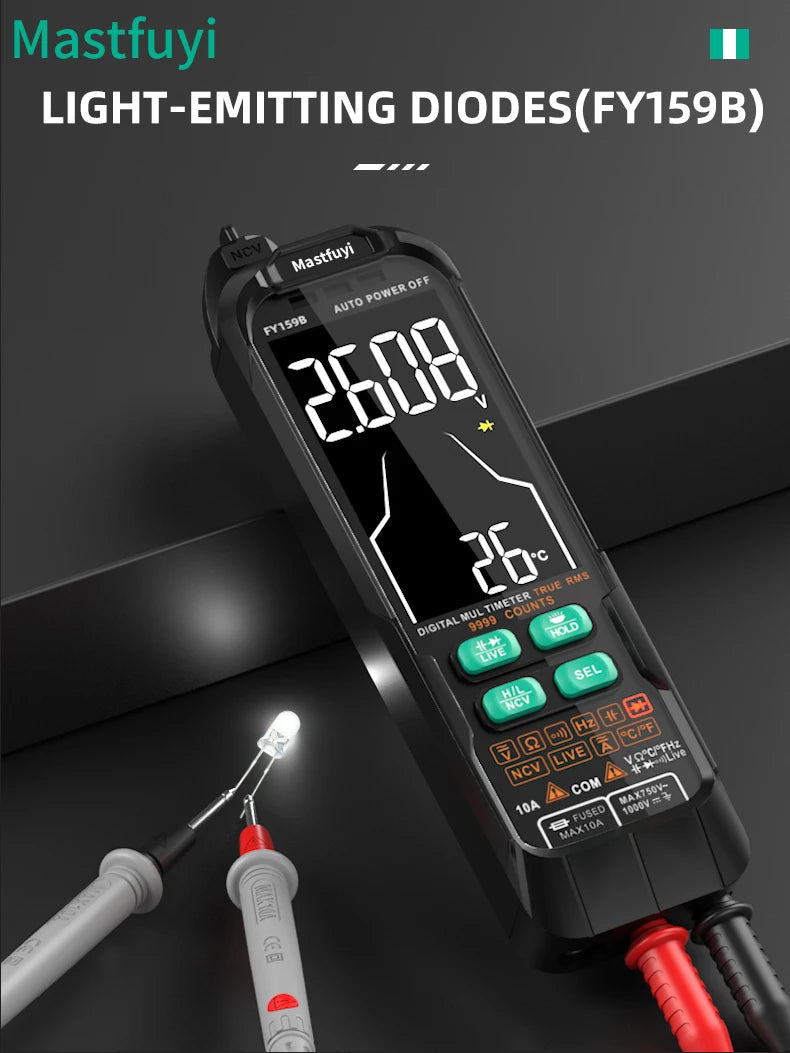 MASTFUYI Multifunction Digital Multimeter AC & DC Voltage & Current, Resistive Capacitance True RMS, Rechargeable Multimeter