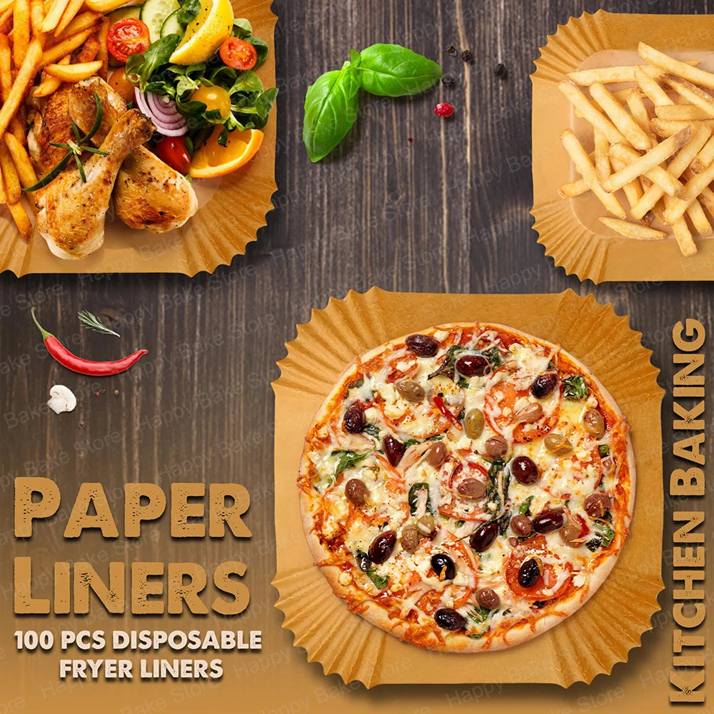 3-5L/5-8L Square Air Fryer Baking Paper, BPA Free Disposable Parchment Paper Liners Compatible with Cosori Ninja Philips Tefal