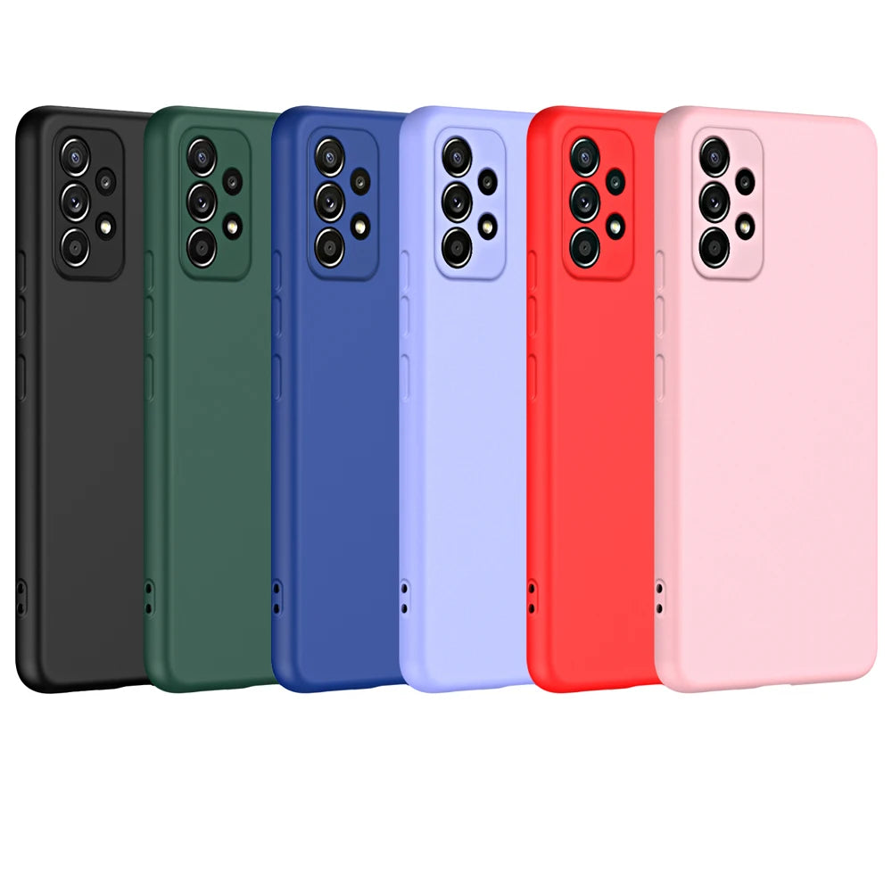 Original Liquid Silicone Phone Case For Samsung Galaxy A52 A52S 4G 5G Soft Back Cover Camera Protector Coque Bumper