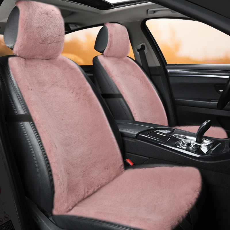 Plush Car Seat Cover Universal Front Backrest Winter Warm Long Faux Fur Non-Slip Seat Cushion Pad  Automobiles Seat Protector