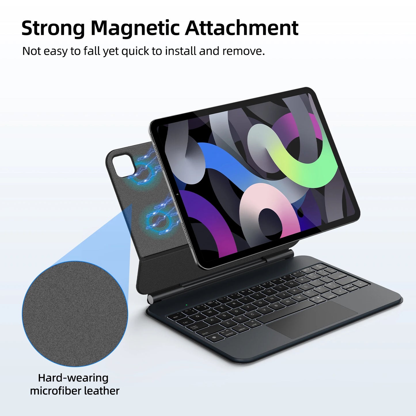 Smart PIN Plug&Play Magic Keyboard Case for iPad Pro 11 2024 M4 iPad Air 4/5/6 10.9 Multi-touch Touchpad Smart Reverse charging
