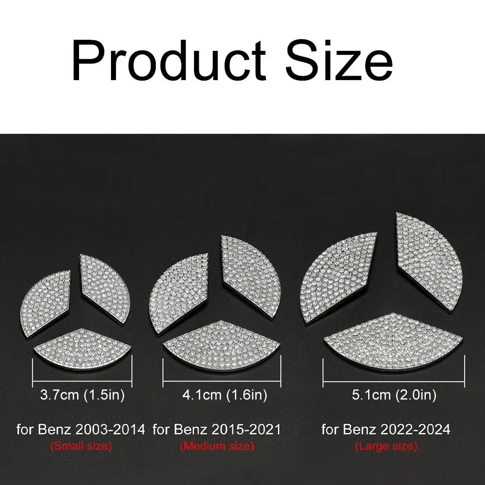 Luxury Bling Car Steering Wheel Diamond Emblem Decal Decoration Cover DIY Sticker Car Accessories for Mercedes Benz