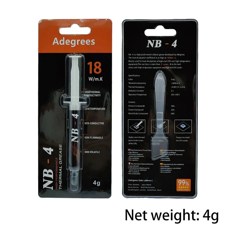 18W/M-k Thermal Paste 2g/4g CPU Cooler Silicone Grease For CPU Processors GPU Printer Heat Sink Cooling Cooler Thermal Compound