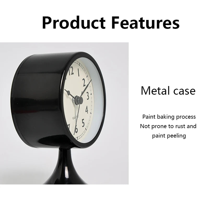 1 piece retro metal quartz alarm clock, silent bedside night light desk clock, home decoration, holiday gift (excluding battery)