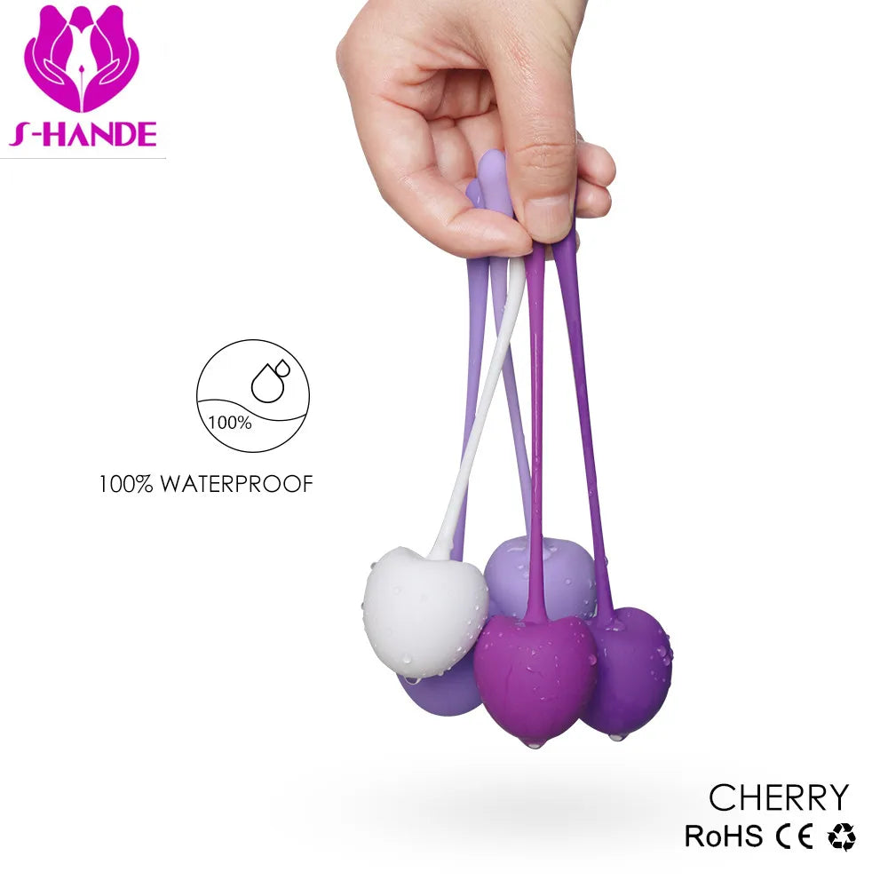 5PCS Silicone Cherry Ben Wa Weight Set of Kegel Ball Kegel Exercise Weight Bladder Control Device & Pelvic Floor Muscle Training