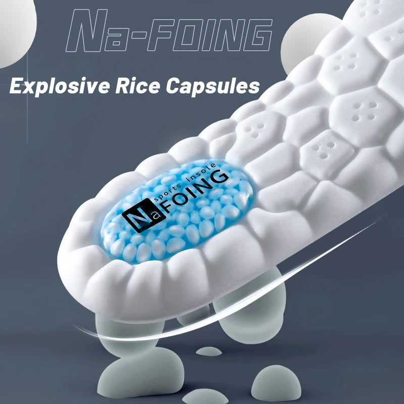 1 pair of newly upgraded rice capsule insoles, comfortable lightweight breathable running insoles