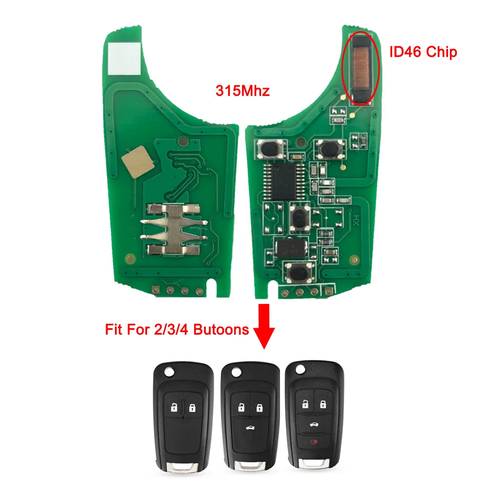 YIQIXIN 315/433MHz ID46 Chip Remote Car Key Circuit Board For Chevrolet Cruze Spark Camaro Aveo Malibu Opel Buick 2/3/4 Buttons