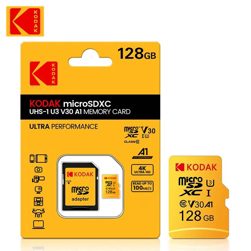 Kodak Micro SD Card 64GB 32GB Memory Card 512GB 256GB 128GB MicroSDXC Class10 SD Memory Card 100MB/s Original TF Flash Card U3