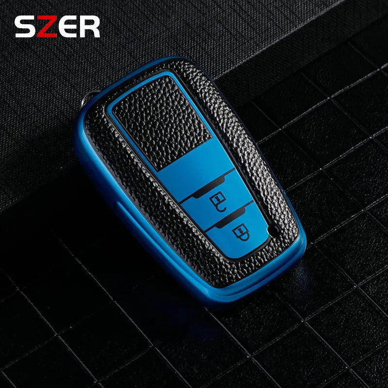 Leather TPU Car Key Case Full Cover Shell For Toyota Prius Camry Corolla CHR C-HR RAV4 Land Cruiser Prado Keychain Accessories