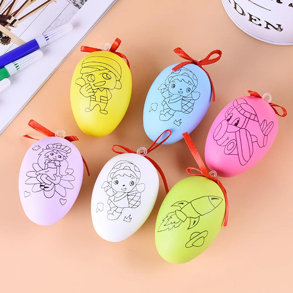 12Pcs Easter Egg Tree Pedant Foam Eggs Hanging Ornaments Easter Home Decoration 2024 Holiday Party Supplies Kids Gifts