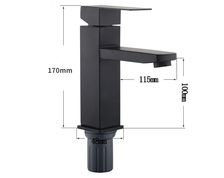 Black Plated Square Stainless Steel Bathroom Basin Faucet Square Vanity Sink Mixer Hot & Cold Lavotory Tap