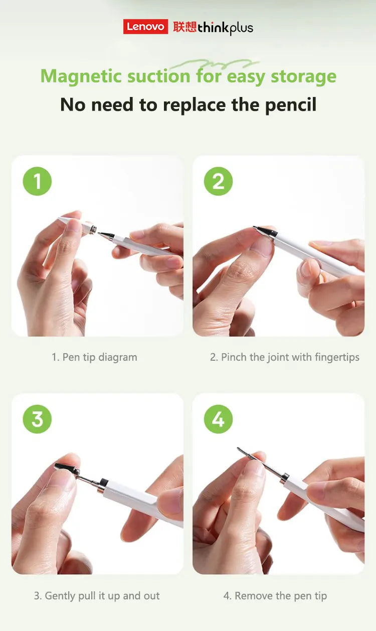 Lenovo universal three pen tips stylus For Android IOS Capacitive Screen For iPad Apple Pencil Huawei Xiaomi Samsung Tablet Pen