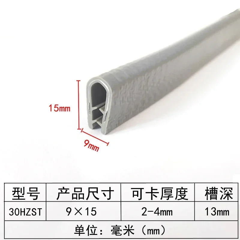 1/3M U-Shaped Sealing Strip Rubber Edging Stainless Steel Protectio Door Car Dustproof Safety Iron sheet edge protection strip