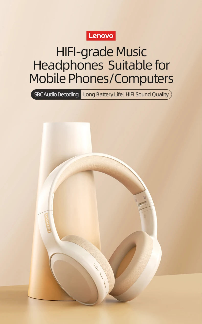 Lenovo TH30 Wireless Headphones Bluetooth 5.3 Earphones Foldable Gaming Headset Sport Headphone with Mic Music Earbuds Original