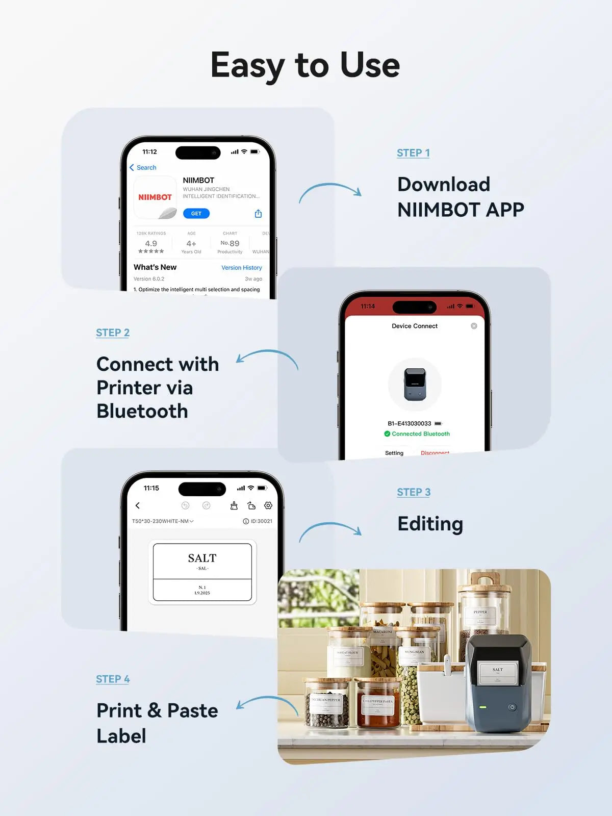 Niimbot B1 Mini Label Printer Adhesive Portable Printer 2 Inch Thermal Paper Round Labels Maker Machine For Tag Cable Printing
