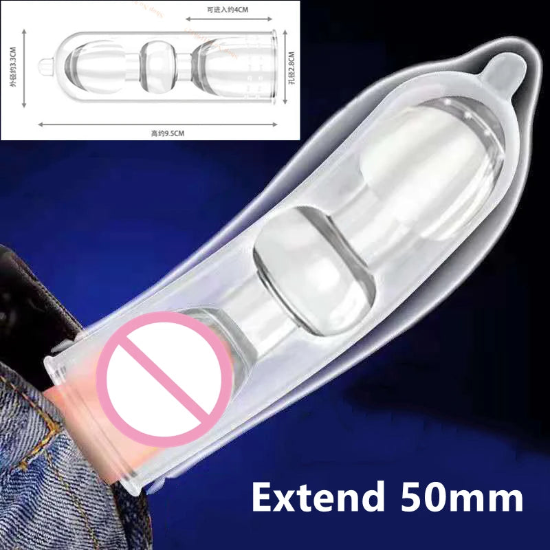 Large Penis Extension Sleeve Reusable Soft and Stretchable Delayed Ejaculation Condoms Male Dildo Extender Male Sex Toys