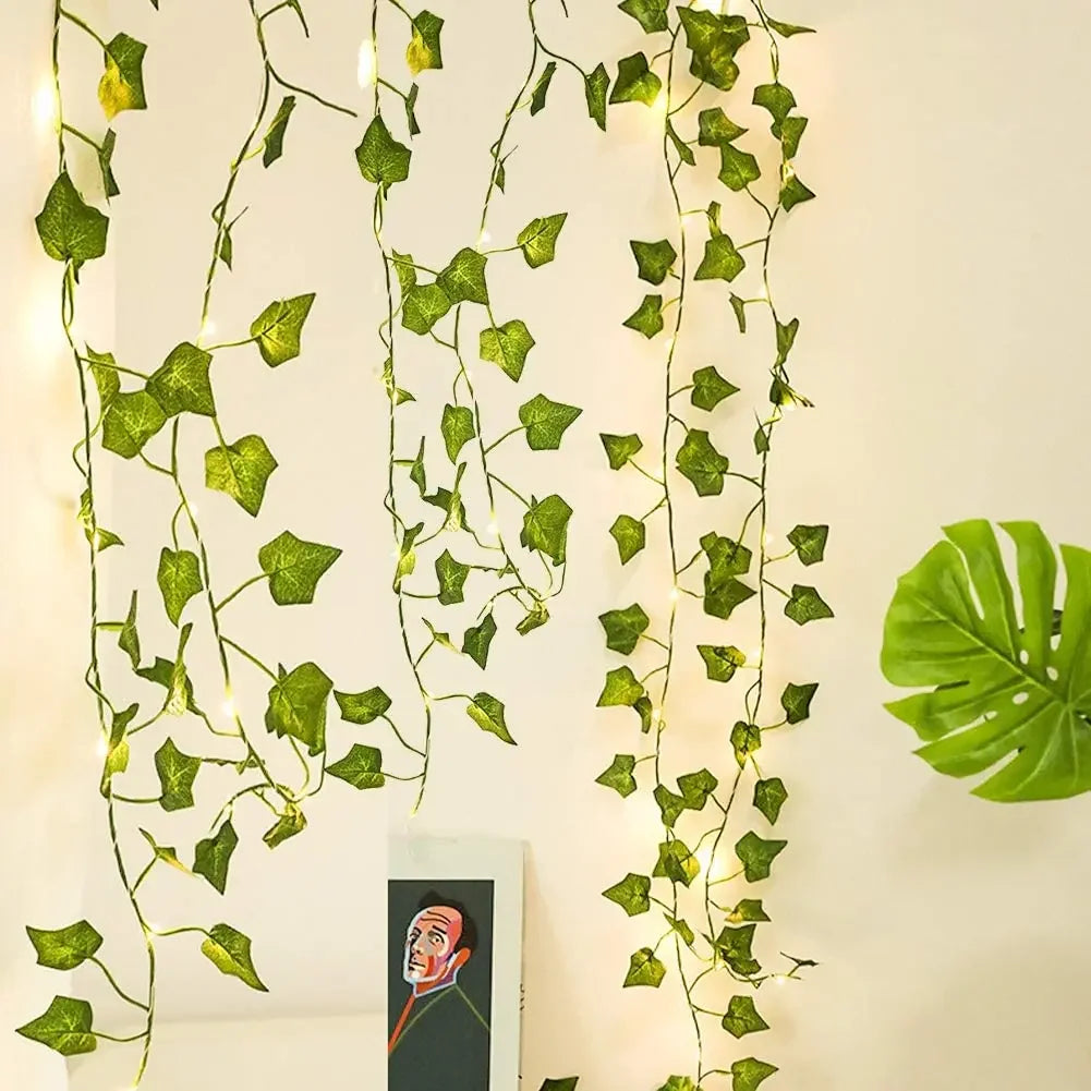 100LED Ivy String Lights 8 Modes Fairy Lights Green Plants Battery Powered Waterproof Party Wedding Garden Room Wall Decor