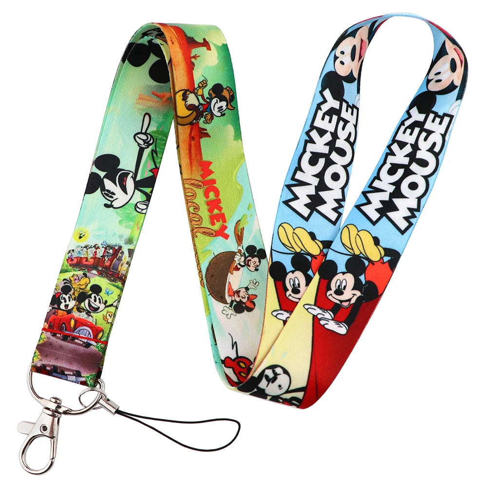 KKZ004 Mickey&Minnie Stitch Lanyard For Keys Keychain Badge Holder ID Credit Card Pass Hang Rope Lariat Phone Charm Gift
