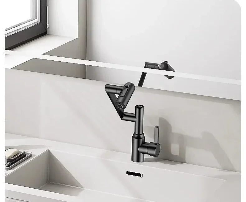Universal Rotation Kitchen Faucet Bathroom Faucets Multifunctional Washbasin Mechanical Arm Digital Display Hot and Cold Tap