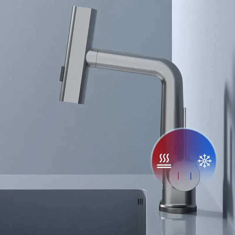 Temperature Digital Display Basin Faucet For Bathroom Pull Out Waterfall Stream 3 Way Sprayer Hot Cold Water Sink Mixer Wash Tap