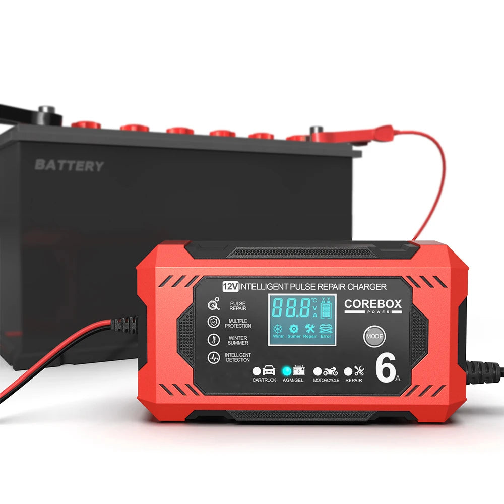 6A 12V Automotive Battery Charger Car and Motorcycle Battery Charging Devices Intelligent Maintenance of Lead Acid Battery
